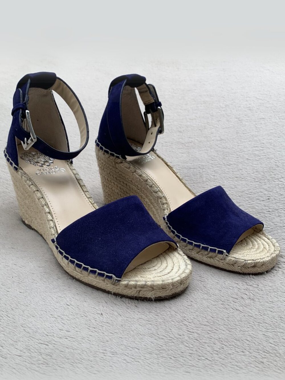 Vince Camuto Leera Genuine Leather Espadrille Platform Wedge Sandals Sz8